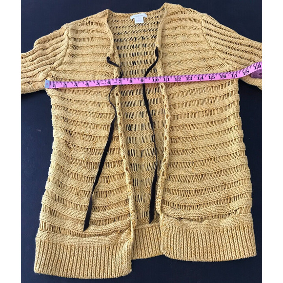 Sundance Gold Knit Cardigan Sweater Tie Front - Size Extra Small - Picture 9 of 10